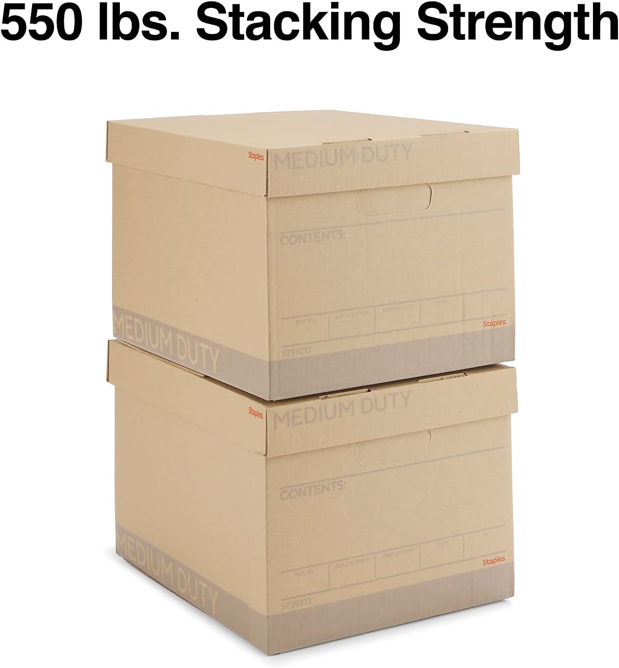 STAPLES Corrugated File Box Lift Off Lid, Letter/Legal Size, White/Black, 10/Pack