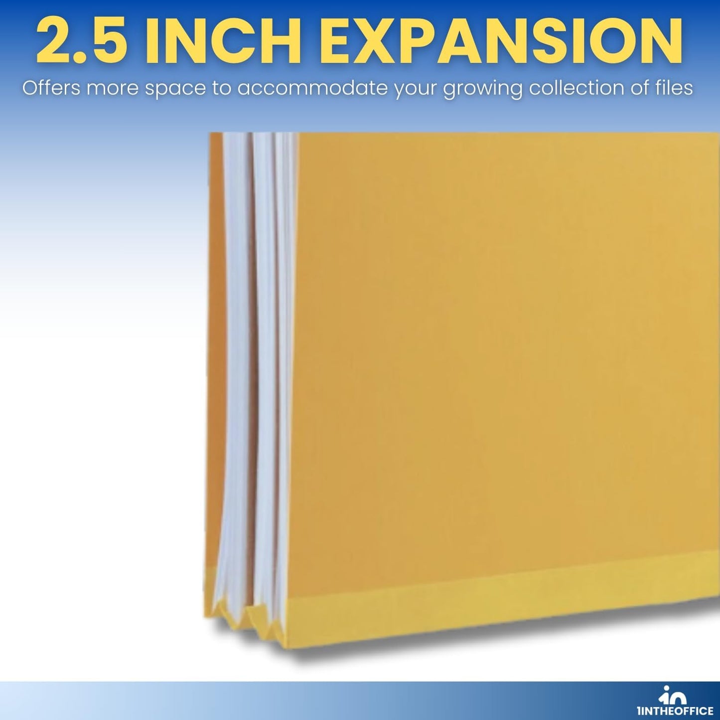 1InTheOffice Classification Folders, 2 Dividers, Pressboard, Letter Size, 6 Fasteners, Yellow, 10 Pack