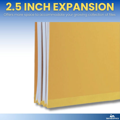 1InTheOffice Classification Folders, 2 Dividers, Pressboard, Letter Size, 6 Fasteners, Yellow, 10 Pack