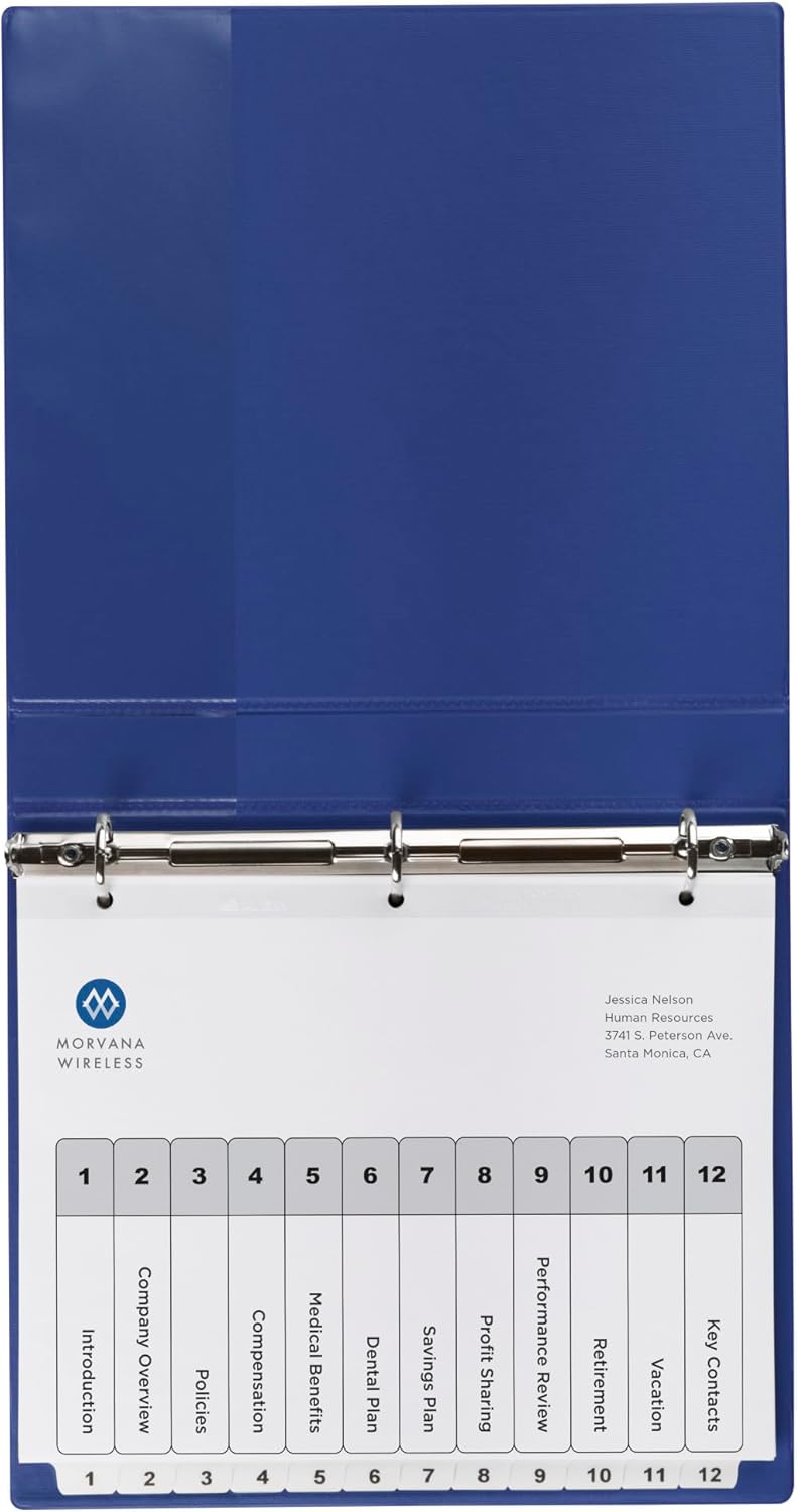 Avery Dividers for 3 Ring Binders, 12 Tabs per Set, Customizable Table of Contents, Classic White Tabs, Great for Organizing Reports, Projects, and More (3 Sets of 11078)