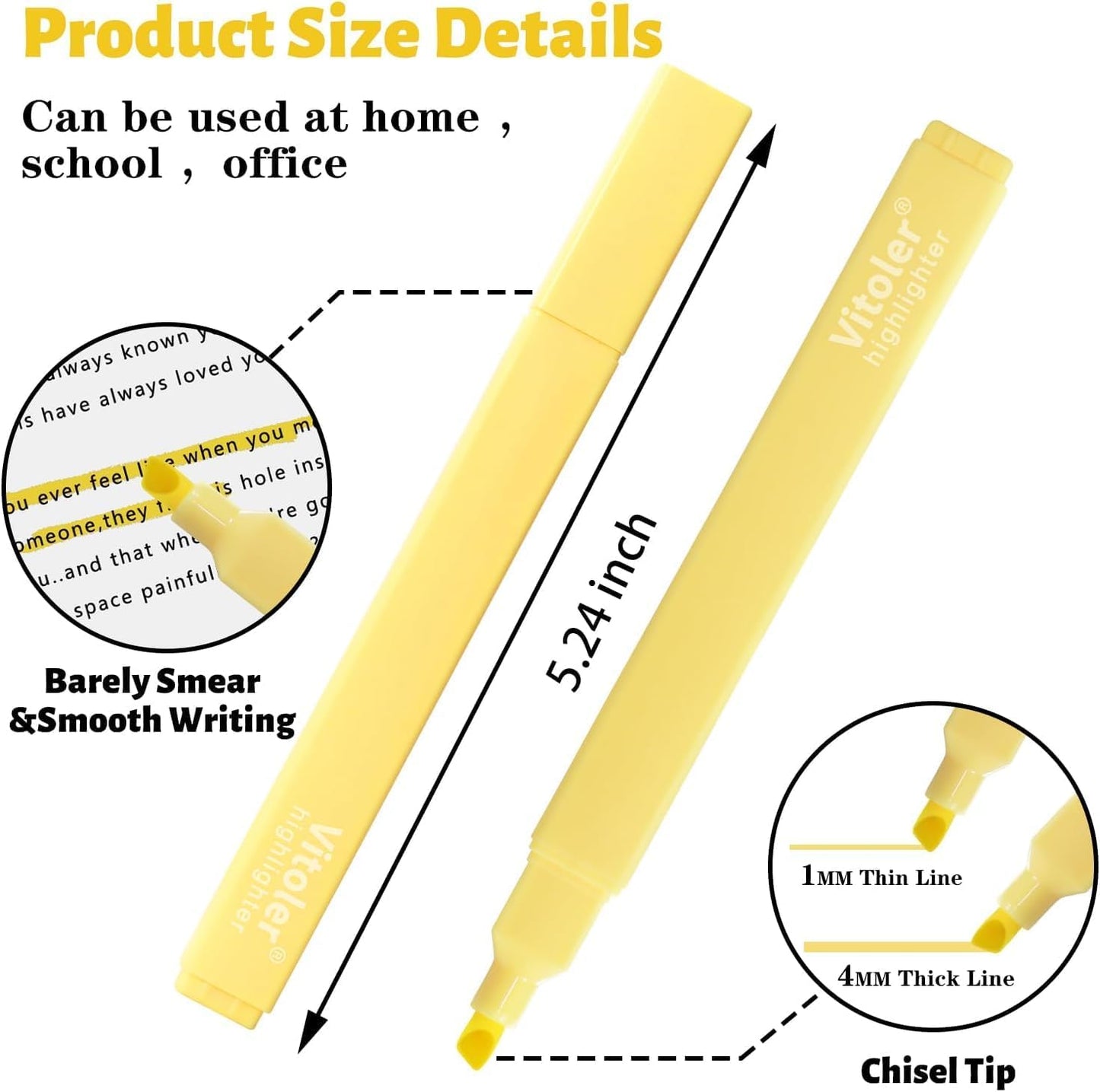 Highlighters, 8 Colors Chisel Tip Highlighters, No Bleed Bible Highlighters for Journaling Planner Notes Supplies