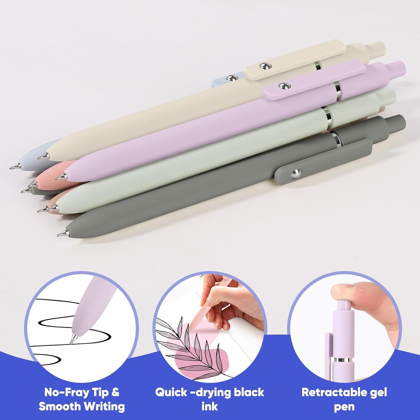 Vanhench 7Pcs 0.5 mm Black Ink Gel Pens Fine Point Smooth Writing Quick Dry Pen for Nurses Teacher Journaling Note Office Desk School Gift, Nice Cute Multifunction Writing Pens with Fidget Stress Ball