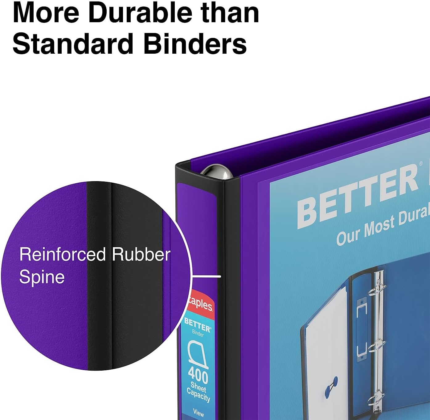 Staples Better Binder 2-Inch D-Ring View Binder, Reinforced Spine, Holds Up to 540 Sheets, Teal, for Office & School