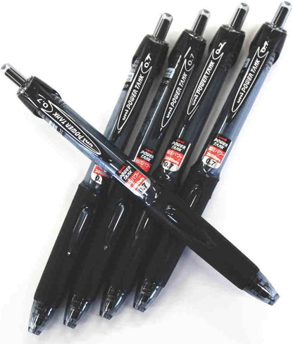 Uni-ball Power Tank Ballpoint Retractable & Fine Ballpoint Pen Rubber Grip Type-0.7mm-black Ink-value Set of 5