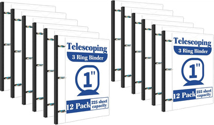 INFUN Telescoping 3 Ring Binder - 4PCS, Portable Plastic 3 Ring Binder with Telescoping Spine, Binders with Foldable Front Cover Holds 8.5"x11" Paper for School, Office, Homes