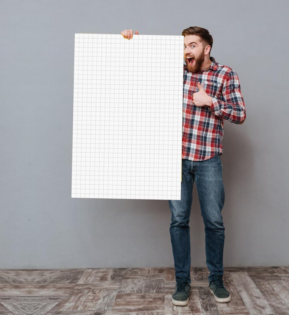 Large Engineering Graph Paper Pad - 22" x 17" Grid Paper Notepad, 4"x4" Blue Grid 50 Sheets/100 Pages Paper for Engineer Architect Designer Mathematician Draftsman