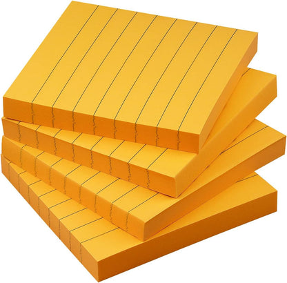 Lined Sticky Notes 3x3 Sticky Notes with Lines Self-Stick Notes Bright Color 4 Pads 90 Sheets/Pad (Pastel)