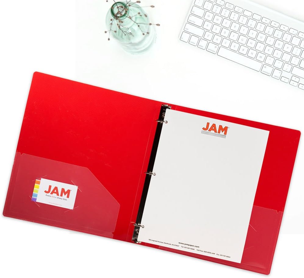 JAM PAPER Plastic 0.75 inch Binder - Clear 3 Ring Binder - Sold Individually