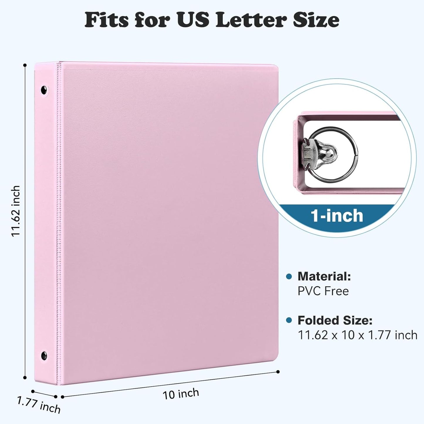 1-inch 3-Ring Binder with Pockets, Basic Binders 1'' Pastel Color Binders, Holds Letter Size 8.5'' x 11'',200 Sheet Capacity, Bundle 6 Pack for Back to School (1-Inch)