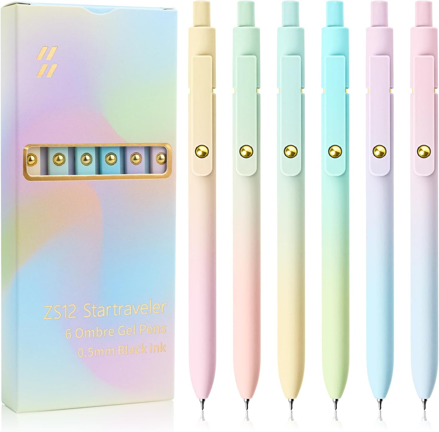 YOXMJDB Gel Pens, 5 Pcs Medium Point Smooth Writing Pens Cute Pens for Women, High-End Series 0.7mm Black Ink Pens for Journaling Note Taking, School Office Supplies (5 Pcs Gradient Morandi)