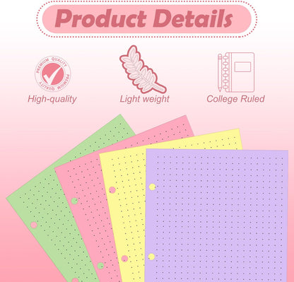 100 sheet Half Letter Graph Paper Refill 3 Hole Punch 5-1/2 x 8-1/2 College Ruled Grid Paper Pad Math Graph Paper Pad Colored Mini Binder Paper Planner Inserts Fits 3 Ring Binders For Office