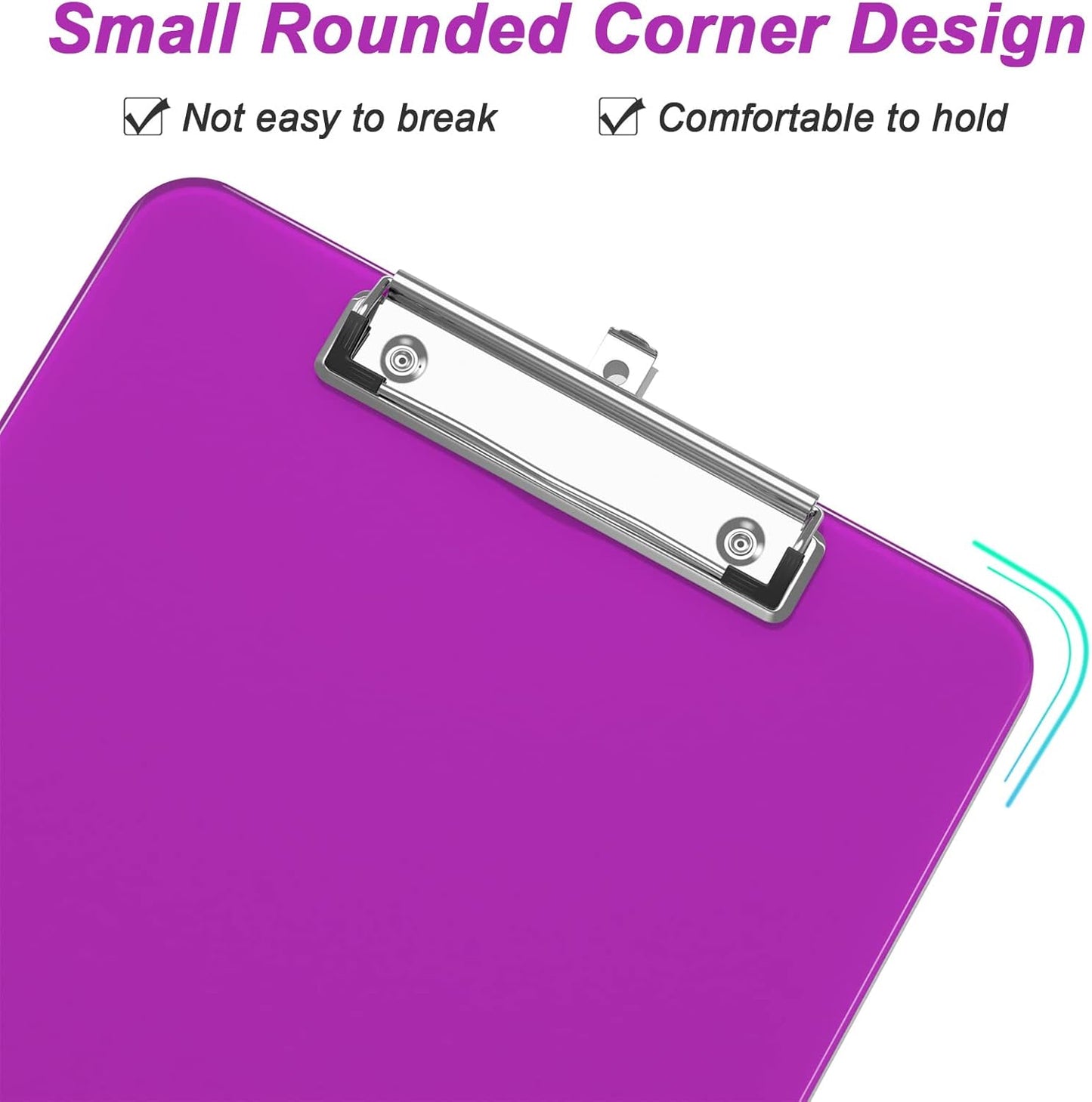 Rimilak Plastic Clipboards with Low Profile Metal Clip, Translucent Board, 12.5 x 9 In Letter Size, Office Supply, Back to School, Pink