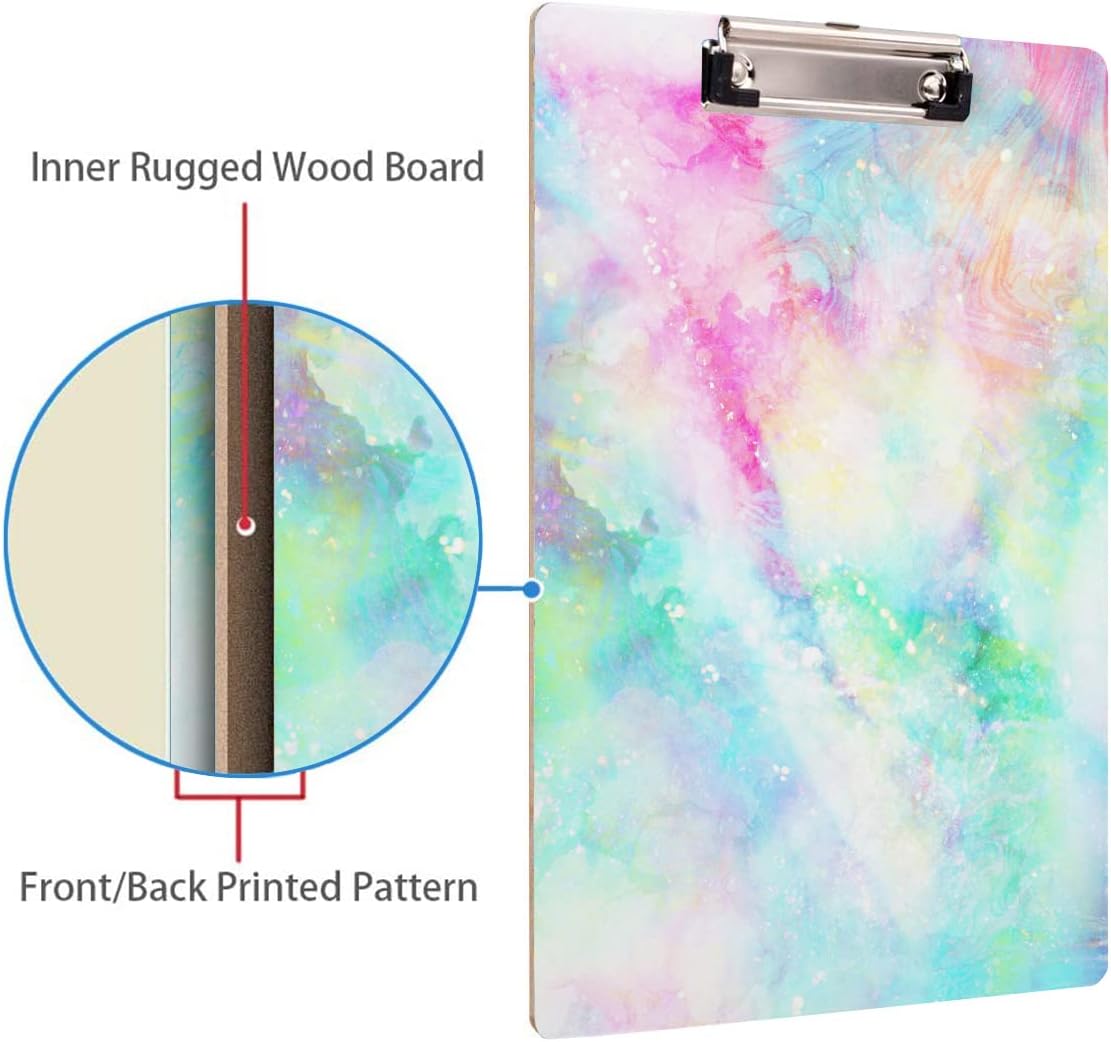 Britimes Clipboard Decorative Office School Hardboard Wood Nursing Clip Board and Pull for Standard A4 Letter Size Summer Mint Green Plant Tree 12.6" X 8.9"
