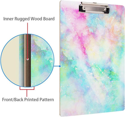 Britimes Clipboard Decorative Office School Hardboard Wood Nursing Clip Board and Pull for Standard A4 Letter Size Summer Mint Green Plant Tree 12.6" X 8.9"