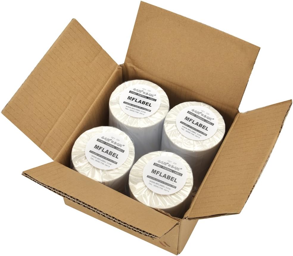 MFLABEL 4x6 Thermal Shipping Labels - 2 Rolls of 250, Perforated & Smudge-Proof Direct Thermal Labels Compatible with Rollo, Zebra, for Amazon UPS FedEx Shopify