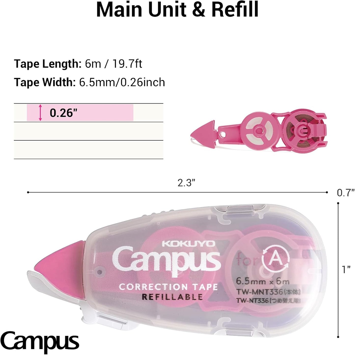 KOKUYO TW-NT305X3 Correction Tape for Campus Notes, For B Rule, 19.8 ft (6 m), Blue, Pack of 3