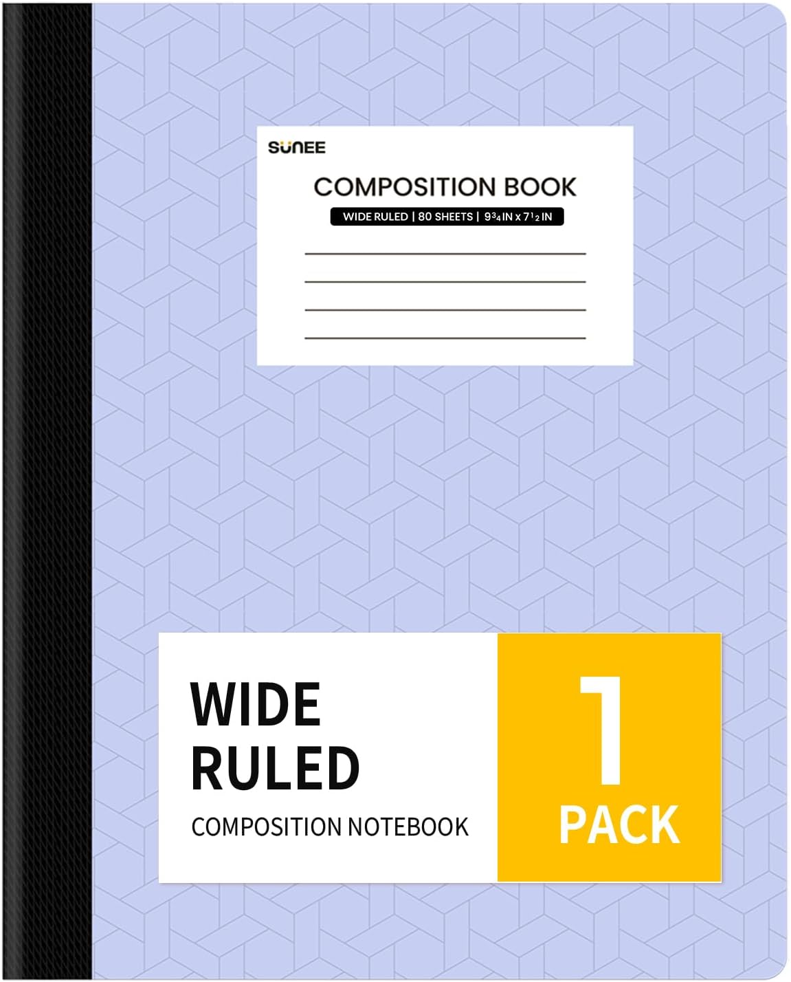 SUNEE Composition Notebook, Wide Ruled Paper, 5 Pack, 9-3/4" x 7-1/2", 80 Sheets/160 Pages, Back to School Supplies, Notebooks for School, Office Supplies (Pink, Purple, Blue, Green, Yellow)