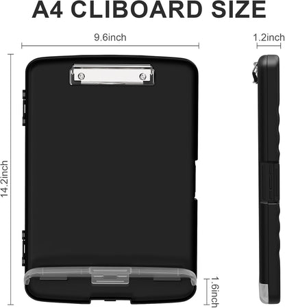 Plastic Clipboard with Storage, 8.5 x 11 Storage Organization Box Side-Opening, Heavy Duty Clip Board with Pen Holder and Paper Folder for Nurses, Teachers, Office & School Supply, Orange