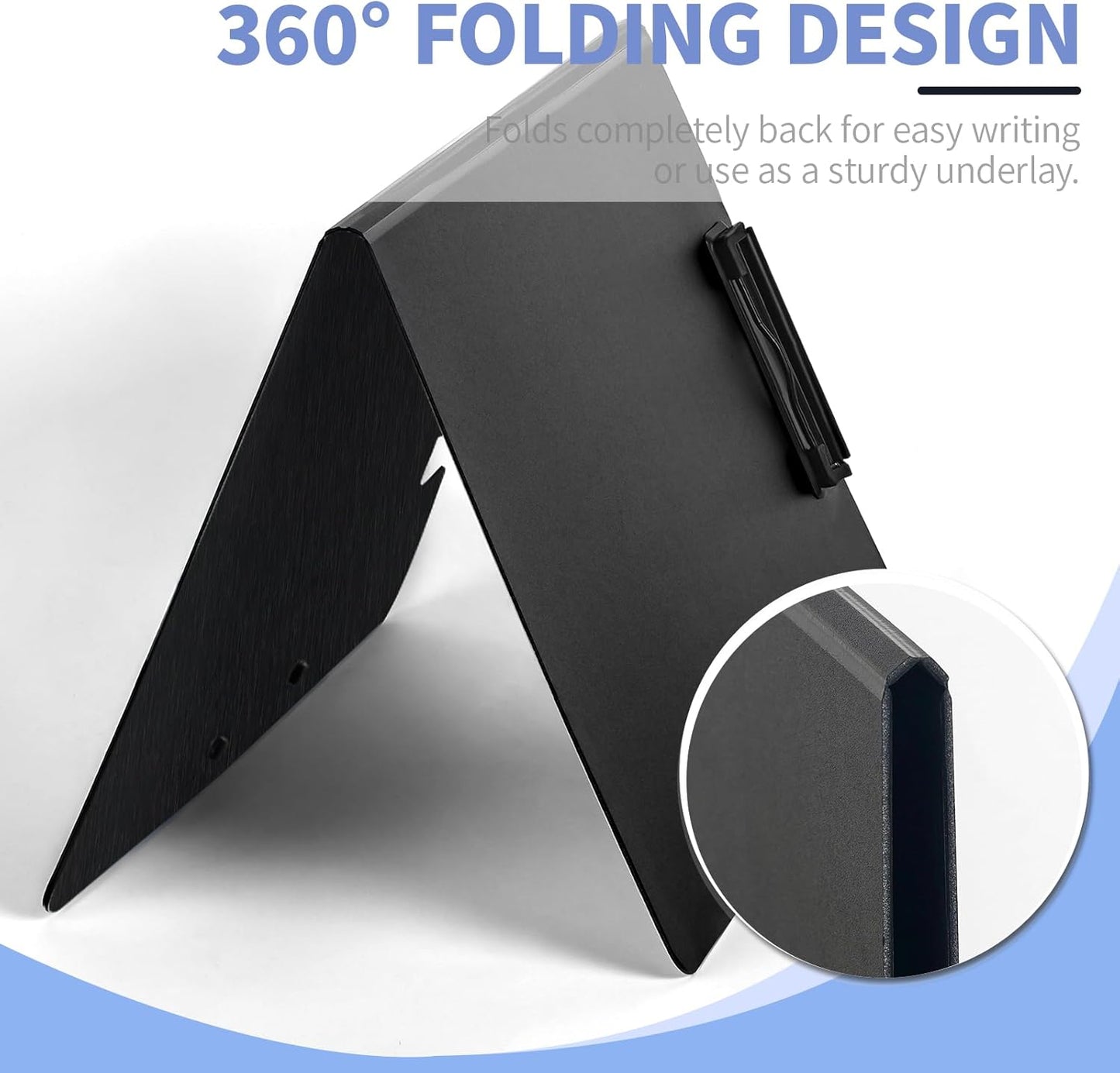 Clipboard Folder, with Dual Metal Clips, Embossed-Texture, Folding 360° Rotating, Nursing Clipboard for Letter and A4, Pen Holder (Silver, 2)