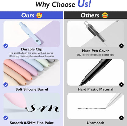 Vanhench 7Pcs 0.5 mm Black Ink Gel Pens Fine Point Smooth Writing Quick Dry Pen for Nurses Teacher Journaling Note Office Desk School Gift, Nice Cute Multifunction Writing Pens with Fidget Stress Ball