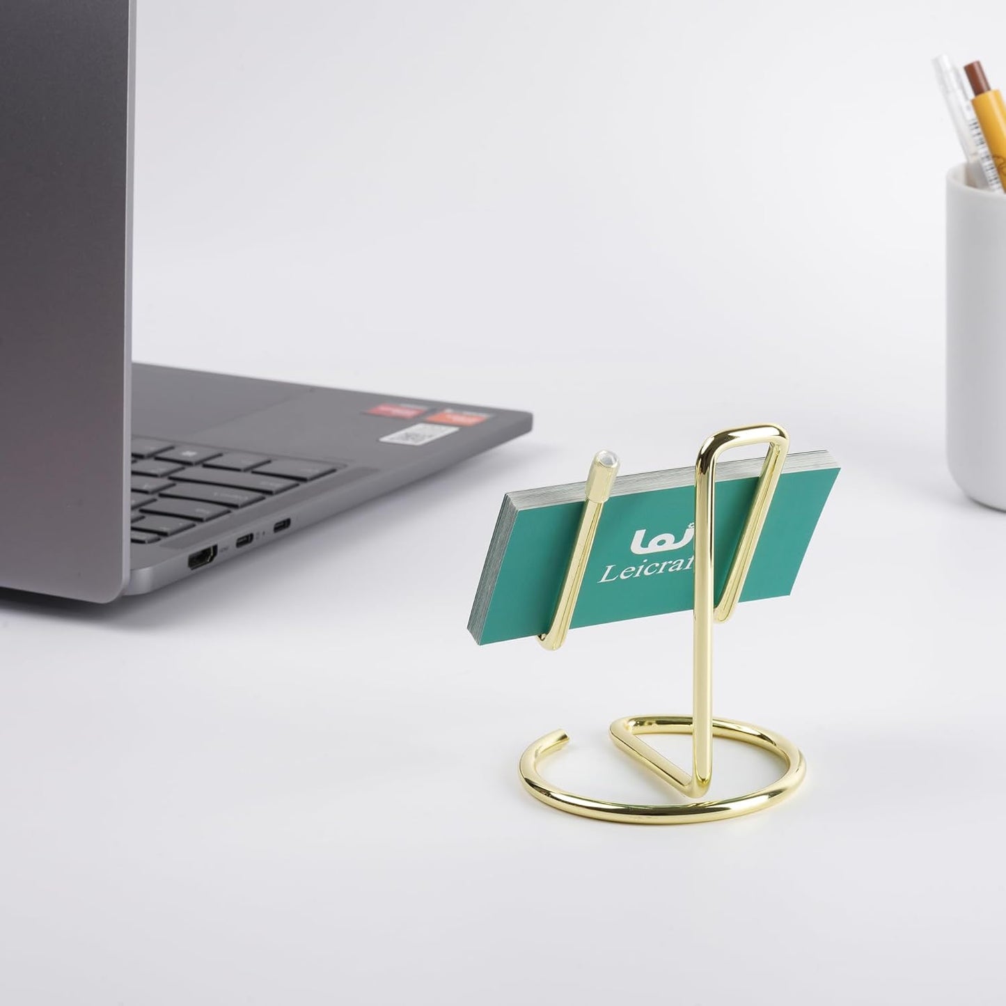 Business Card Holder for Desk, Cute Metal Card Organizers and Office Desk Accessories for Men and Women (Golden)