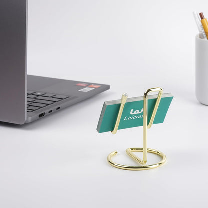 Business Card Holder for Desk, Cute Metal Card Organizers and Office Desk Accessories for Men and Women (Golden)