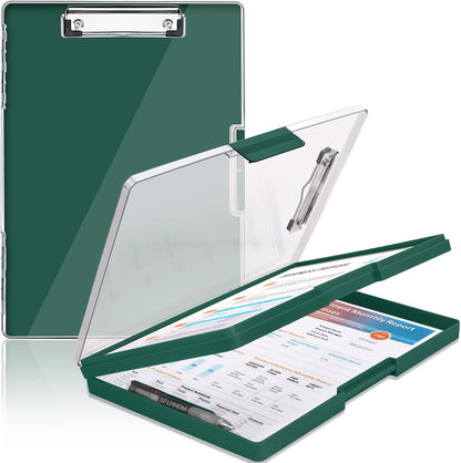 SFLHHDM Clipboard with Storage,Heavy Duty Clip Boards 8.5x11 with 2 Storage Case,Clear Visible Panel Storage Clipboards,Side Opening Nursing Clipboard Folder for Office Supplies-Light Purple