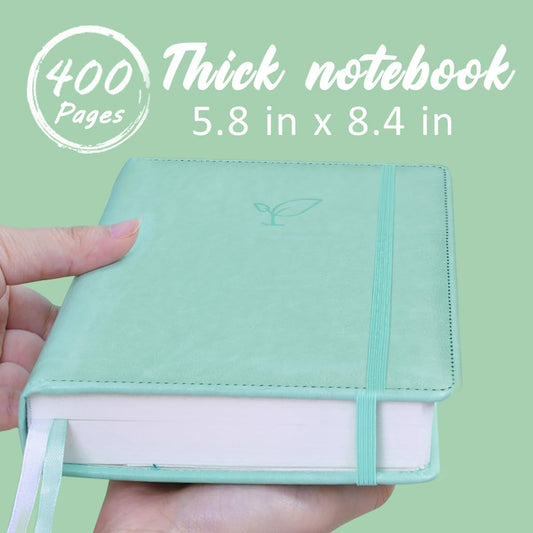 Hoci Poci Lined Journal Notebook, 400 Pages Thick Journal for Writing, A5 Hardcover Leather Notebook with 100Gsm College Ruled Paper for Women Men Work Note taking, 5.8" x 8.4", Rose Gold
