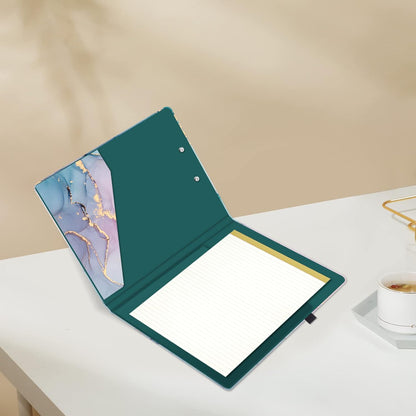 Hongri Clipboard Folio with Refillable Lined Notepad and Interior Storage Pocket for Students, Classroom, Office, Women, Man, Cute Custom Pattern, Size 12.8 x 9.2 in, Classic Flower