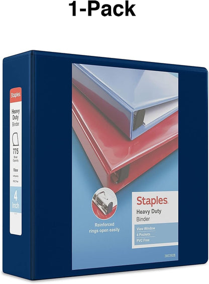 Staples Heavy-Duty 2-Inch D-Ring View Binder, Reinforced Spine, Holds Up to 450 Sheets, Gray, for Office & School