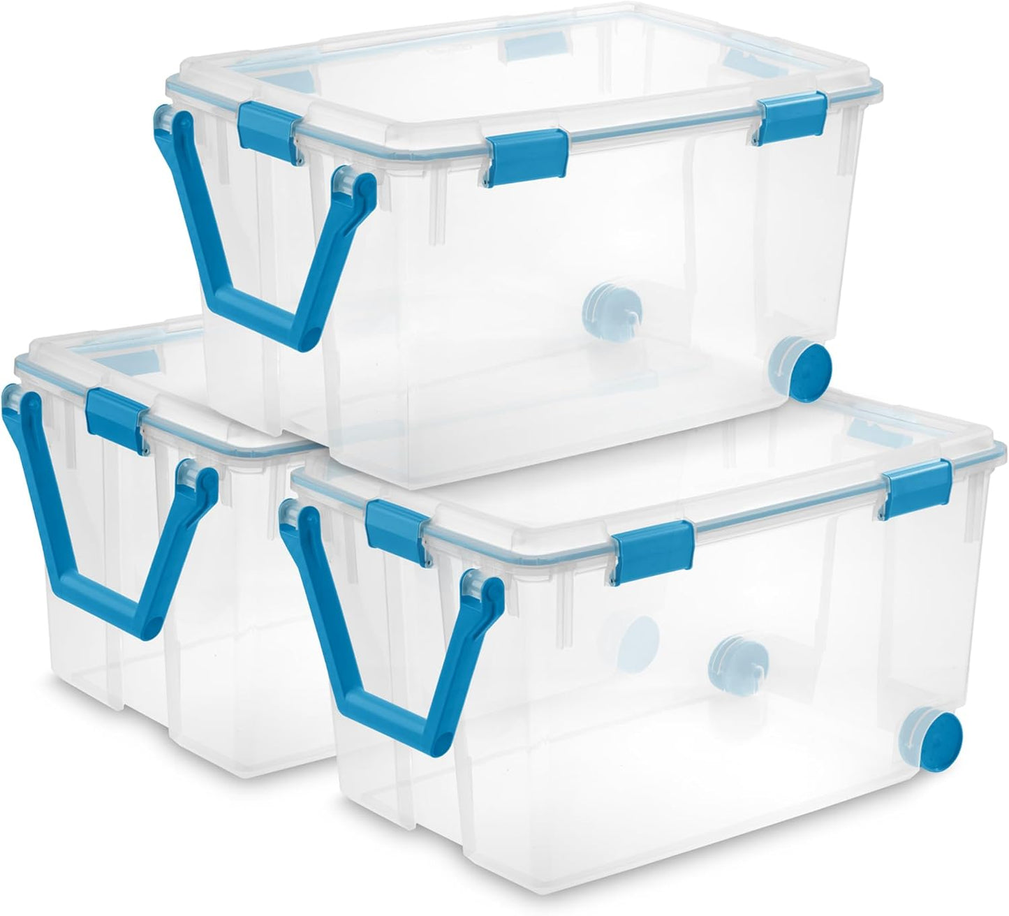 Sterilite 4-Pack Gasket Box, Weather-Resistant Storage Bins with Latching Lids, 32 Quart - Heavy-Duty Organizing Containers for Closet, Bathroom, and Office