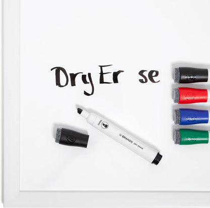 U Brands Dry Erase Markers, Fine Tip Whiteboard Markers, Chisel Tip, Low Odor, Black Dry Erase Marker Set with Eraser Caps, Office School Classroom Supplies, 12 Count