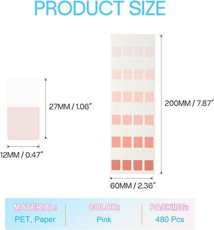 PATIKIL Clear Index Sticky Tabs, 480 Pcs Small Transparent Sticky Notes Bookmarks Planner Stickers Page Tabs for Office Notebooks File Folder Ledger Book, Gradient Pink