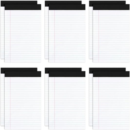 Goefun 12 Pack Yellow Note Pads 5x8, Small Legalpads 5x8 Yellow for Office, Perforated College Ruled Writing Pads - 30 Sheets Samll Notepad