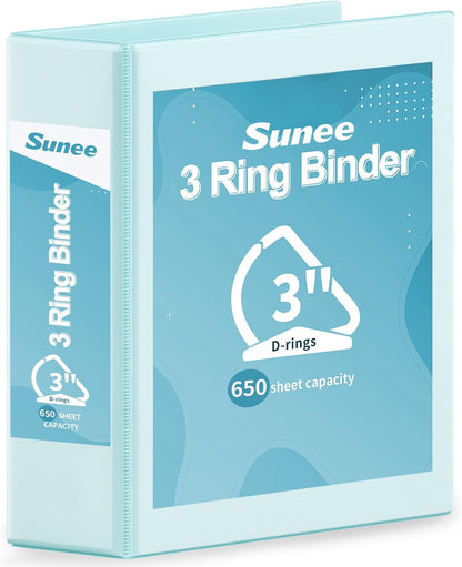 SUNEE 3 Ring Binder 2 Inch, Clear View Binder Three Ring PVC-Free (Fit 8.5x11 Inches) for School or Office Supplies, Light Purple, 1 Pack