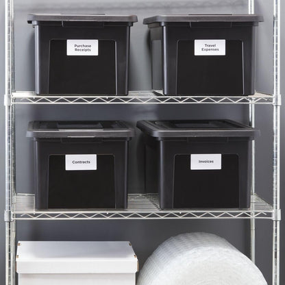 STAPLES Plastic File Box with Snap Lid, Letter/Legal Size, Clear, 4/Carton