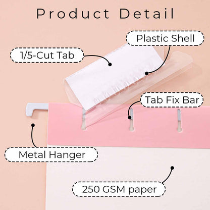 Y YOMA 12 Pack Rose Gold Hanging File Folders Letter Size Decorative File Folder Cute Pretty Hanging Folder Organizer for Filing Cabinet Office Home with 1/5-Cut Adjustable Tabs, 3 Gold Foil Design