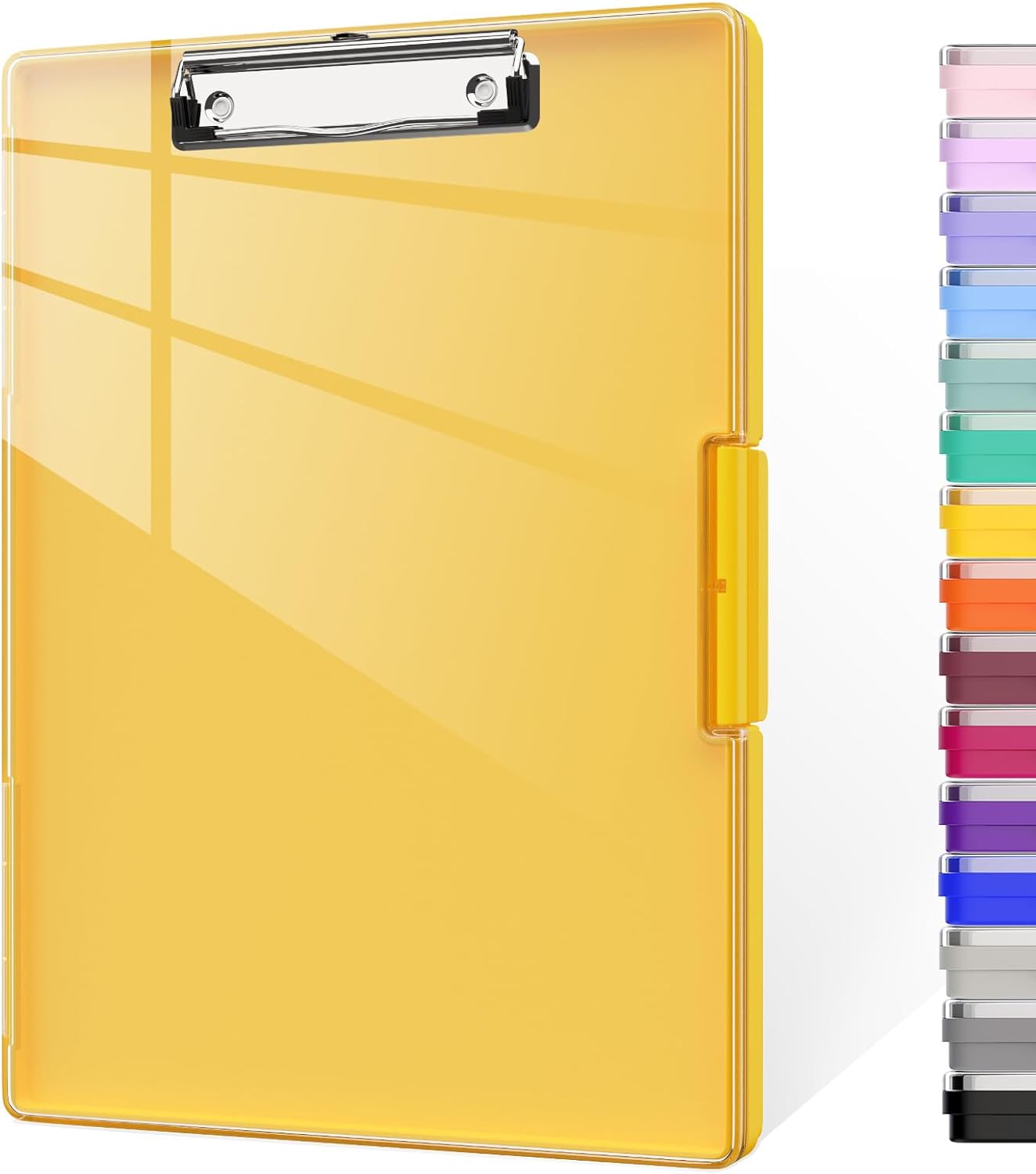 Piasoenc Clipboard with Storage, 8.5 x 11 Clip Boards with 2 Storage Case and A4 Paper Folder, Clear Dry Erase Top Panel, Heavy Duty Plastic, Folio & Side Opening, for Nurses, Teachers, Lawers,Black