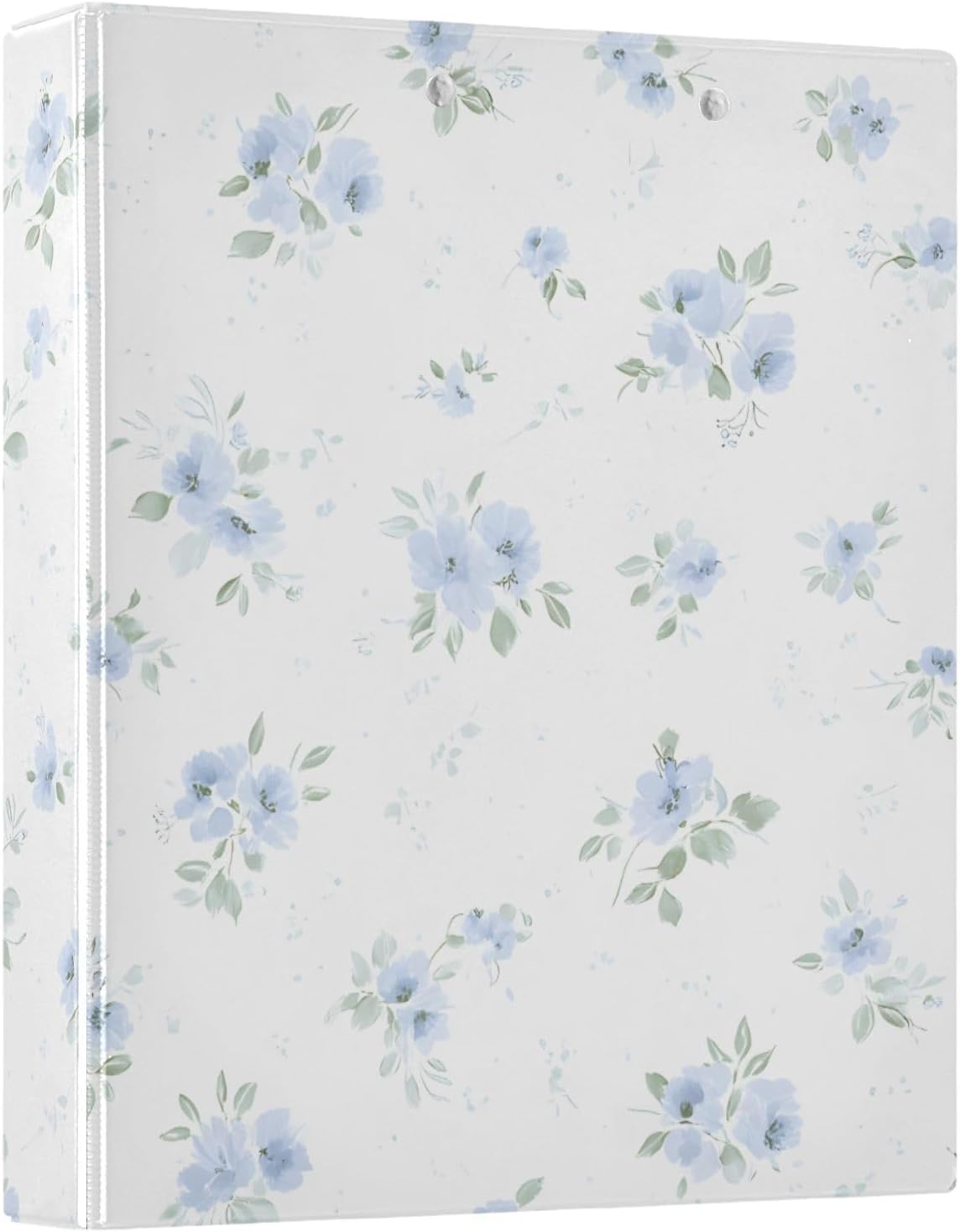 3 Ring Binders Blue Flowers Floral 1.5 Inch Round Ring Binders with Pockets Decorative Clipboard Binder Holds 200 Sheets View Binder for Home School Office,1 Pack
