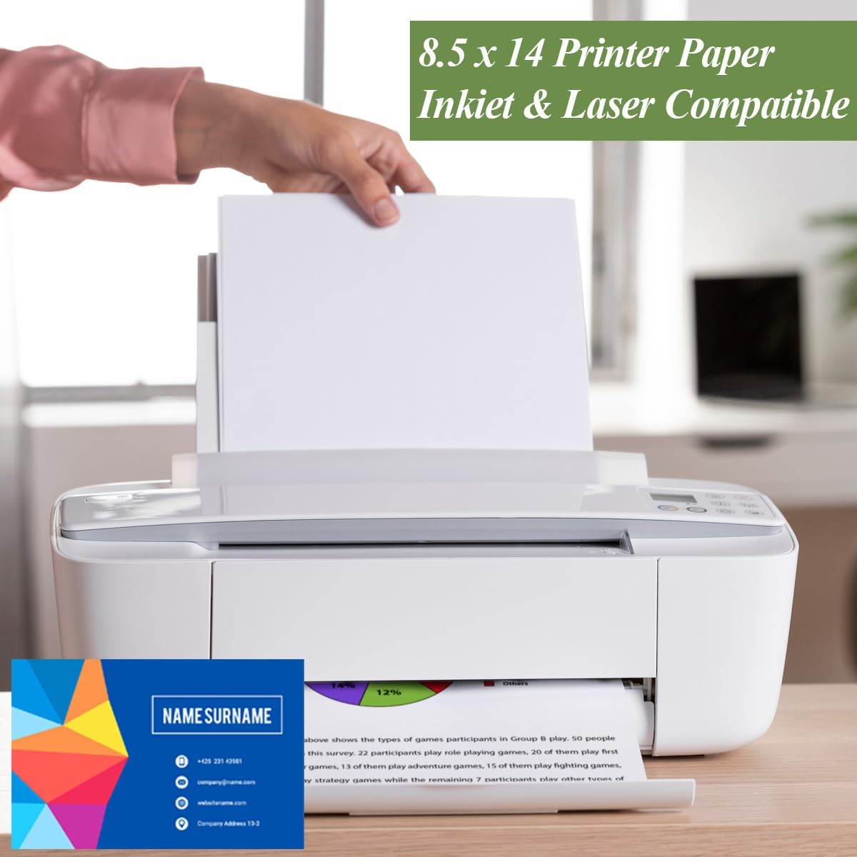 8.5" x 11" Printer Paper - 100 Sheets/200 Pages White Copy Paper, 20 lb Letter Size Papers Printing in Office/School/Home