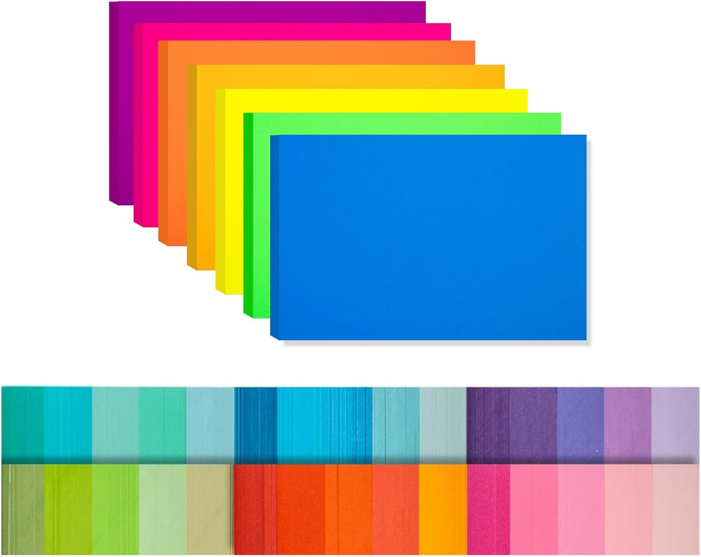 Index Cards 140-Count 5x8 Inch,178GSM Heavyweight Set of 7 Colors Paper Multicolor Study Cards (Rainbow)