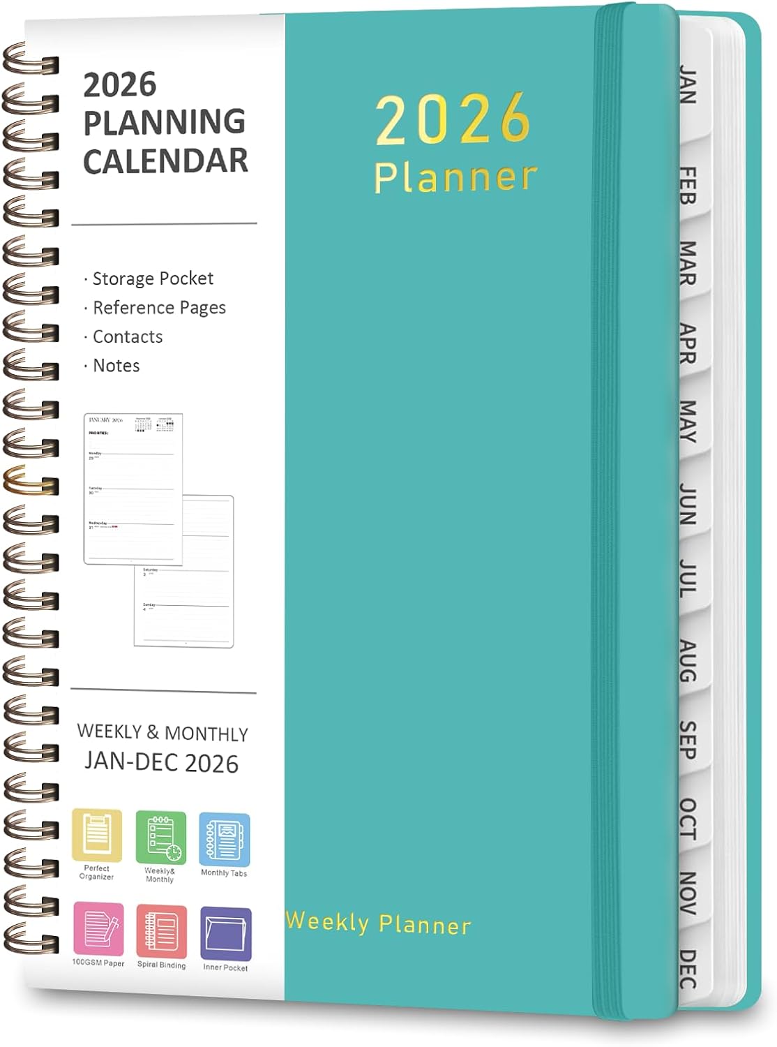 Planner 2026-2027, Weekly and Monthly Academic Year Calendar Planner, July 2026 - June 2027, Daily Agenda Book for Office School Supplies, A5(6.3'' x 8.5'')