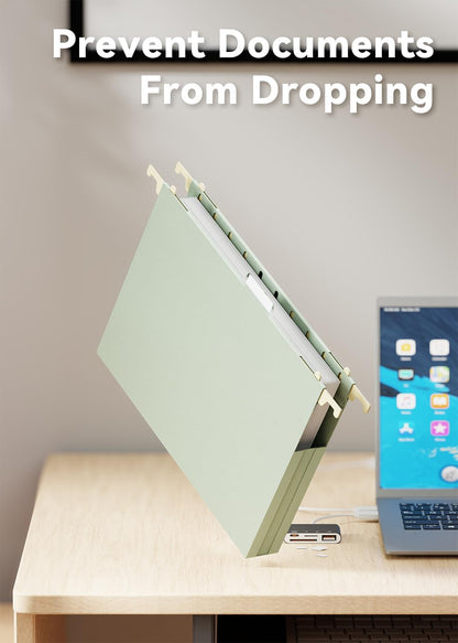 Ansook Extra Capacity Hanging File Folders Letter Size,Heavy Duty 4" Expandanle Pastel Hang Folders,6 Pack Plastic File Cabniet Folder Hanging with Tabs,Hanging File Frame Organizer