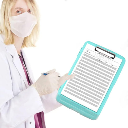 HWPRATO Clipboards Organizer Clipboard with Storage Nursing Clipboard Foldable File Folder Plastic Folio with Storage Case for Teacher,Kids,Doctor,Offices (Retro Blue)