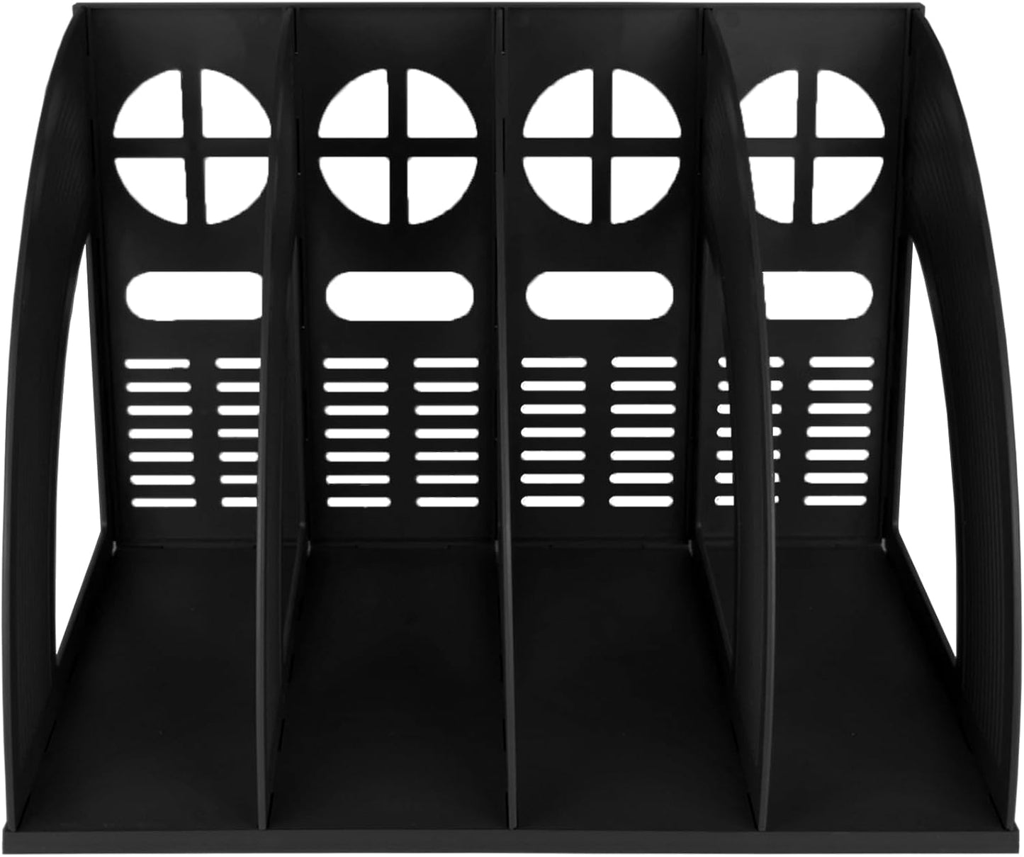 SAYEEC 2Pcs Magazine Holder Plastic File Sorter Binder Holder for Desk Folder Organizer Stand Book Shelf Dividers Vertical Filling Storage Rack Desktop Bookshelf Display Box for Office School (Black)
