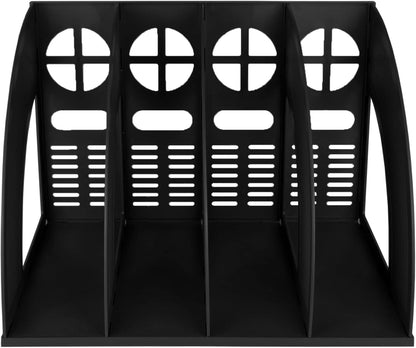 SAYEEC 2Pcs Magazine Holder Plastic File Sorter Binder Holder for Desk Folder Organizer Stand Book Shelf Dividers Vertical Filling Storage Rack Desktop Bookshelf Display Box for Office School (Black)