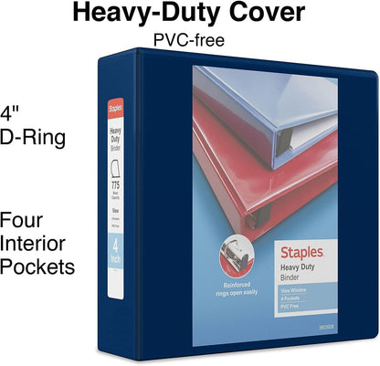 Staples Heavy-Duty 2-Inch D-Ring View Binder, Reinforced Spine, Holds Up to 450 Sheets, Gray, for Office & School