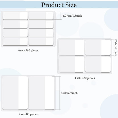 1360 Pcs Sticky Index Tabs, 2 Inch 1 Inch 0.5 Inch Index Tabs Page Markers Writable File Flags for Notebooks, Binders, File Folders, Books(Blank Style)