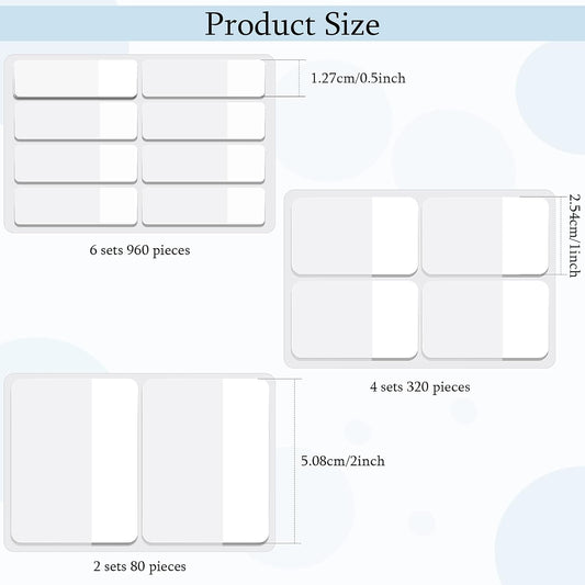 1360 Pcs Sticky Index Tabs, 2 Inch 1 Inch 0.5 Inch Index Tabs Page Markers Writable File Flags for Notebooks, Binders, File Folders, Books(Blank Style)