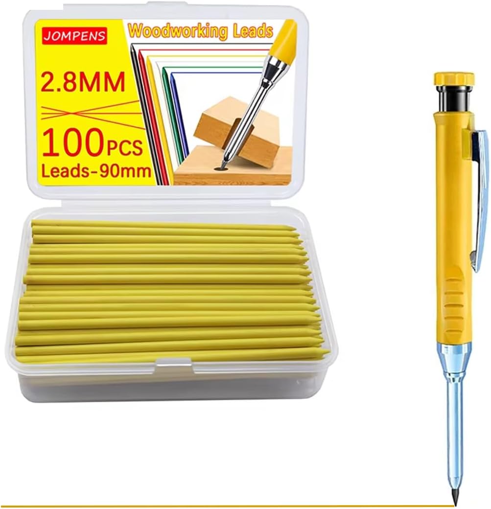 100Pcs Pencil Refills, 2.8mm Pencil Leads, Solid Carpenters Refills Replacement, Deep Hole Marker, Waterproof for Woodwork Construction Building (red)